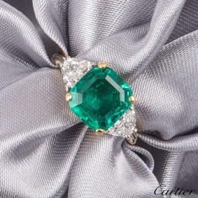 Cartier Yellow Gold Emerald And Diamond Ring